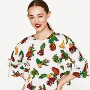 Zara Tropical Fruit Crop Top, SZ:S